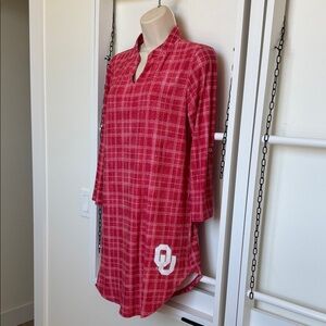 OU Sooners Chic Red Plaid 3/4 Sleeve Dress
